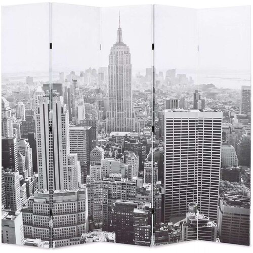 vidaXL Zložljiv paravan 200x170 cm New York podnevi črn in bel Cene