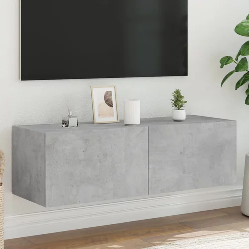  Zidni TV ormarić s LED svjetlima siva boja betona 100x35x31 cm