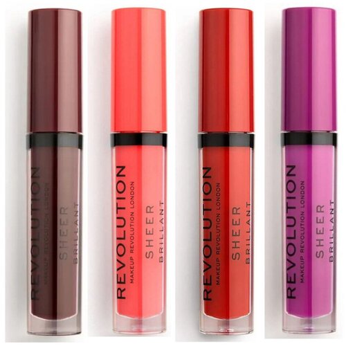 Makeup Revolution Glosi 4er Set Sheer Brilliant Lipgloss - 148 Plum/ 130 Decade Cene