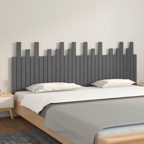 VidaXL Zidno uzglavlje sivo 204x3x80 cm od masivne borovine Slike