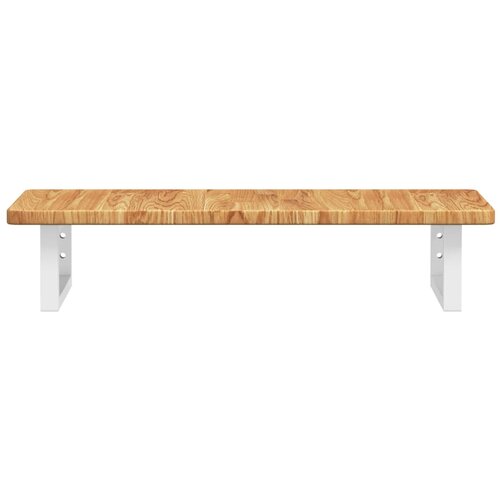  Zidna polica za umivaonik od čelika i masivne hrastovine Smeđa 80 x 40 x 2.5 cm Slike