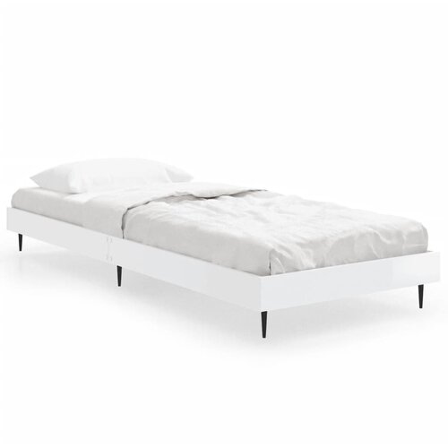  Okvir za krevet visoki sjaj bijeli 75x190 cm konstruirano drvo Slike