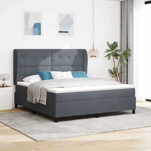 Krevet s opruga kutije Tamno siva 200 x 180 cm Baršun Cene
