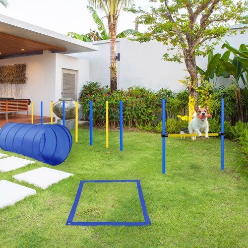  4-dijelni set agility opreme s tunelom preponama 8 slalomskih &amp;scaron;tapova i torbom Slike