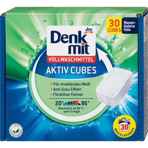 Denkmit aktiv cubes tablete za mašinsko pranje belog veša 30 kom Slike