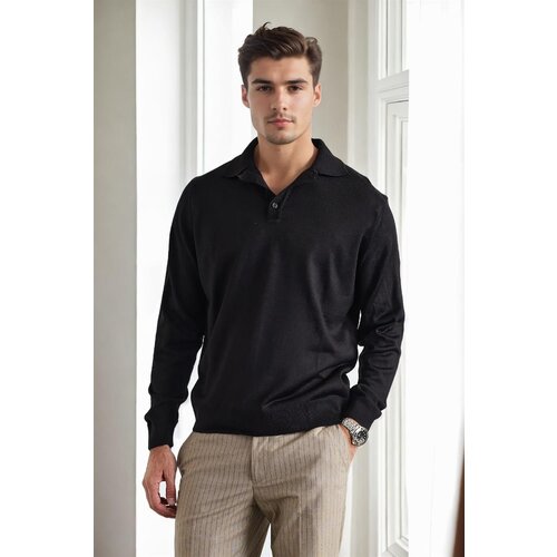 Dewberry 28296 polo neck mens knit sweater-black Slike