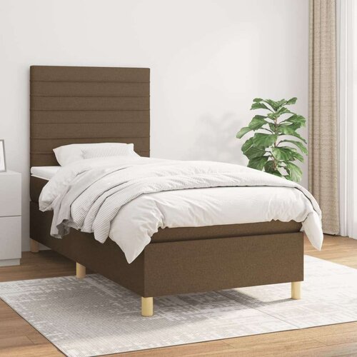  Box spring postelja z vzmetnico temno rjava 100x200 cm blago, (20895084) Cene