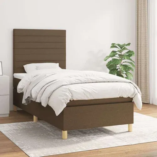  Box spring postelja z vzmetnico temno rjava 100x200 cm blago, (20895084)