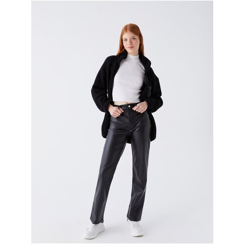 LC Waikiki Women&amp;#039;s Tight Fit, Straight Leather Look Pants Slike