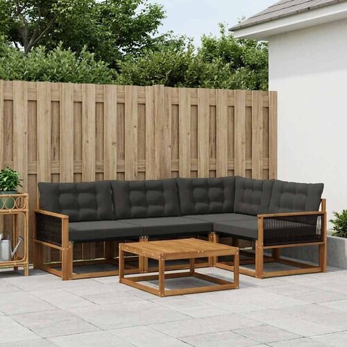  Set vanjskih sofa 5 kom. Prirodna i crna Slike