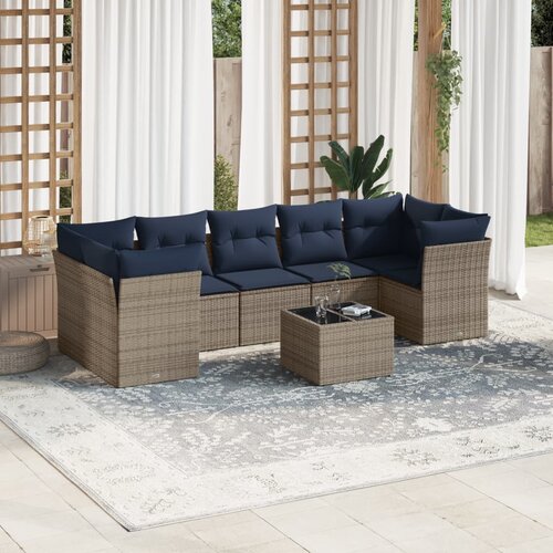 vidaXL 8-dijelni set vrtnih sofa od poliratana s jastucima sivi Cijene