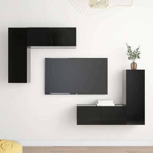  4-dijelni set TV ormarića od iverice crni Cijene