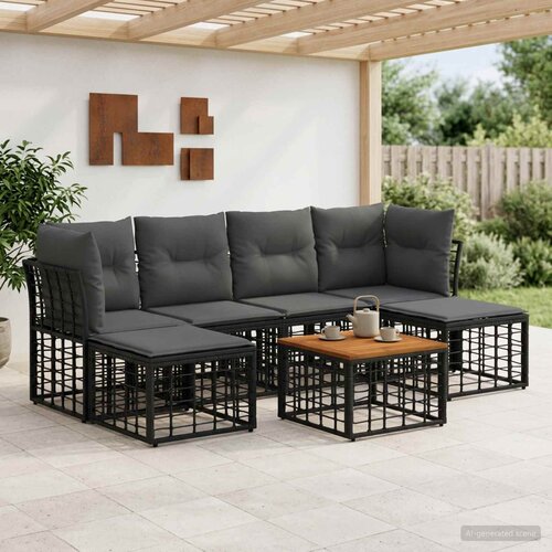  Set vanjskih sofa 7 kom. Crna i tamno siva Poliester Cene