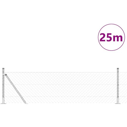  Vanjska lančana ograda s betonskom podlogom 25 x 0,6 m Srebrna Slike