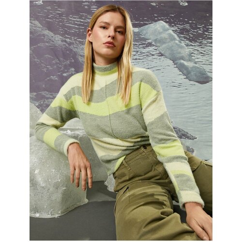 Koton Şahika Ercümen X - Color Block Ribbed Standing Collar Sweater Cene