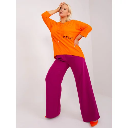 Fashion Hunters Orange blouse plus size with drawstrings