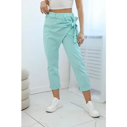 Kesi Trousers with asymmetrical mint tie at the front