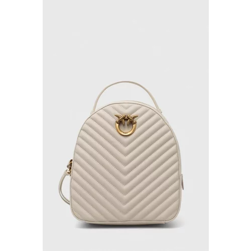 Pinko Kožni ruksak za žene, boja: bijela, mali, s aplikacijom