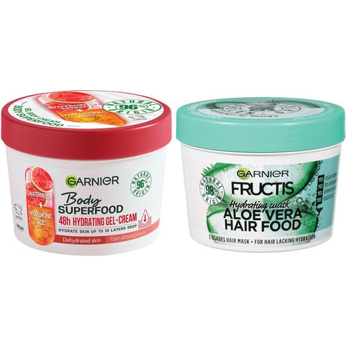 Garnier body superfood krema za telo watermelon 380ml + fructis hair food maska za kosu aloe vera 390ml Slike