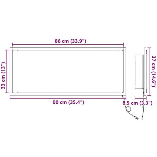 VidaXL LED ogledalo za kupaonicu dimenzija 90x8,5x37 cm od konstruiranog drva Slike