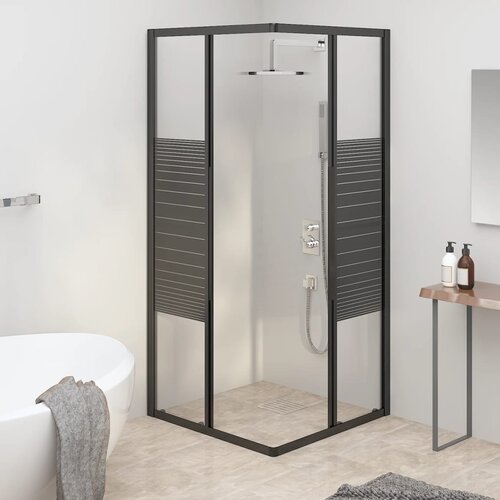  Prugasta tu&amp;scaron;-kabina ESG 80 x 80 x 180 cm crna Slike