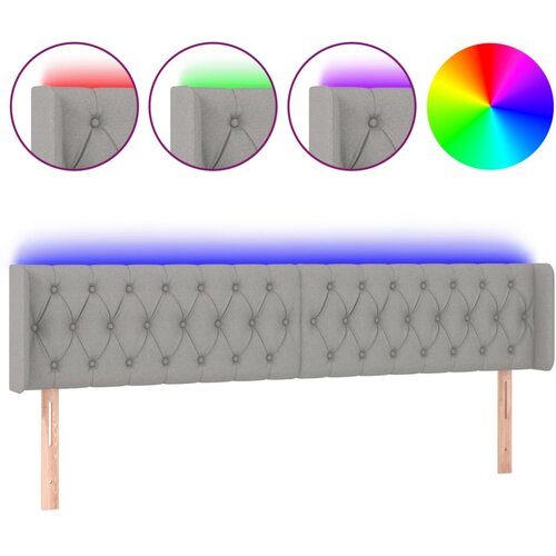 Maison Chic led posteljno vzglavje - vzglavna omarica - nočna omarica svetlo sivo 203x16x78/88 cm blago, (21709324) Slike