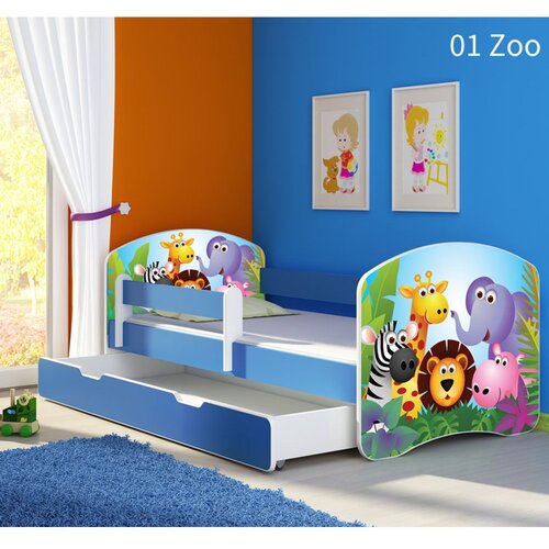 ACMA Dječji krevet s motivom, bočna plava + ladica 180x80 cm - 01 Zoo Cijene