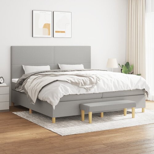 The Living Store Box spring postelja z vzmetnico svetlo siva 200x200 cm blago - Box Spring Postelja, (21518123) Cene