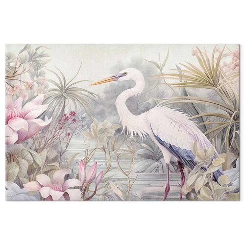  XXL slika - Heron wading in a pond - illustration in bright colours 180x120 Slike