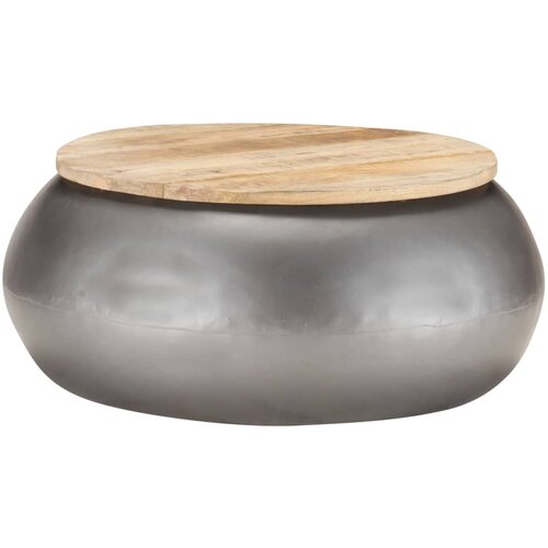  Klubska mizica siva 68x68x30 cm trden mangov les Cene