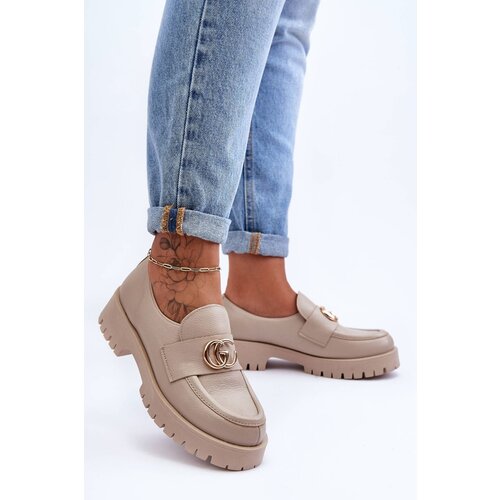 Kesi Women's Leather Shoes with Ornament Beige Rosefalls Cene