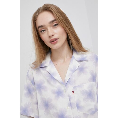 Levi&amp;#039;s Ko&amp;scaron;ulja s dodatkom lana za žene, boja: bijela, regular, s klasičnim ovratnikom Slike