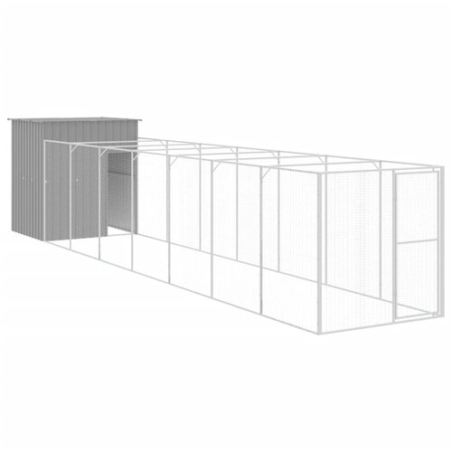 vidaXL Pasja uta z izhodom svetlo siva 165x863x181 cm pocinkano jeklo, (20759725) Cene