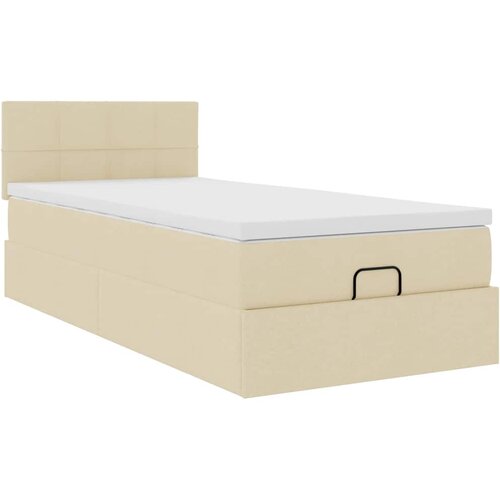  Otomanski krevet s madracem krem 100x200 cm tkanine Slike