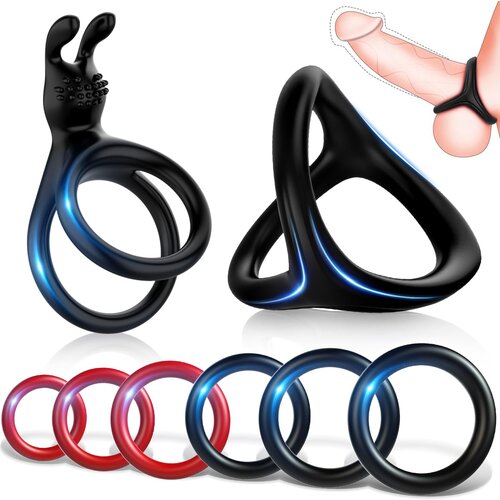 SuperLove Be Hard Cock Ring Set Black Cene