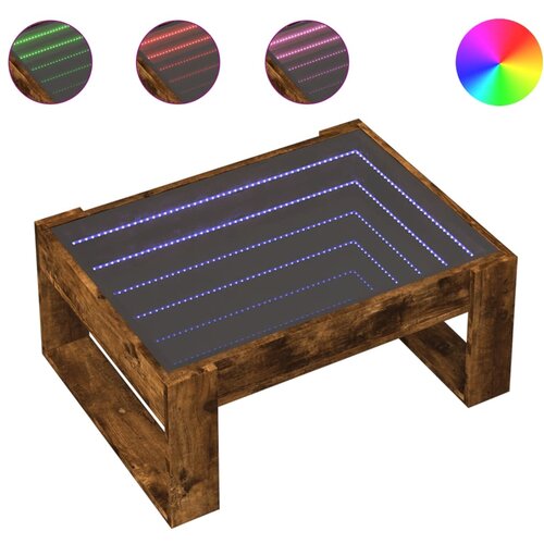 vidaXL Klubska mizica z neskončnimi LED dimljen hrast 70x53x30 cm, (21416234) Cene