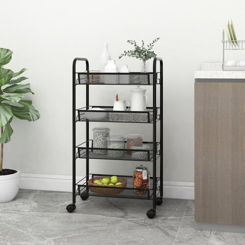 vidaXL Kuhinjska kolica s 4 razine crna 46 x 26 x 85 cm željezna Cijene