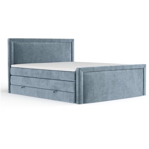 Maison de Rêve Plavi boxspring krevet s prostorom za odlaganje 200x200 cm Lavenda – Cijene