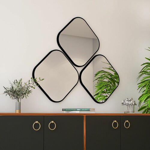 HANAH HOME atlantis medium - black black decorative chipboard mirror Cene