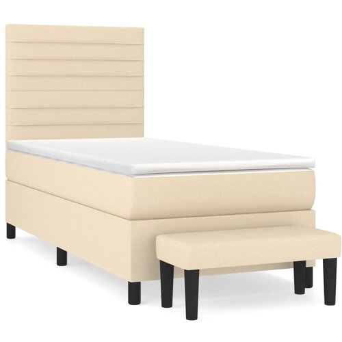  Krevet s oprugama i madracem krem 90 x 190 cm od tkanine Slike