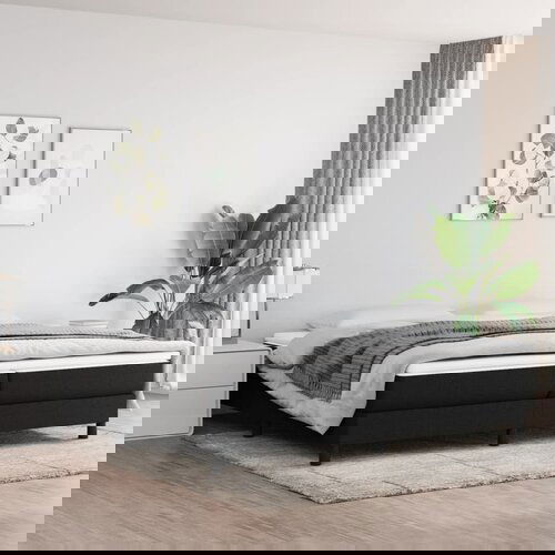 The Living Store Box spring postelja z vzmetnico črn 200x200 cm blago - Box Spring Postelja, (21514307) Cene