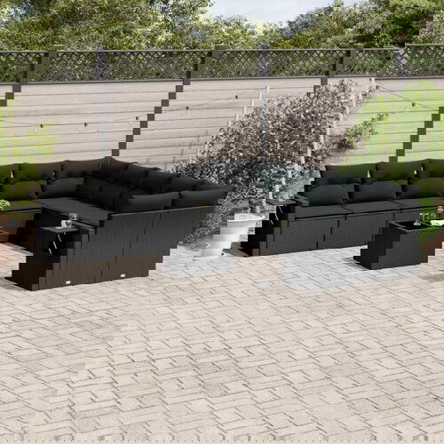 vidaXL 11-dijelni set vrtnih sofa od poliratana s jastucima crni Cijene