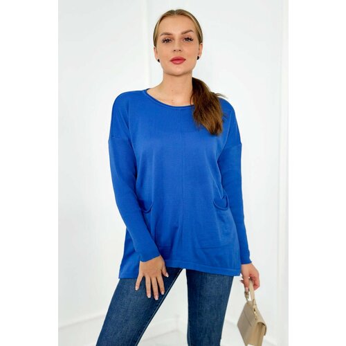 Kesi Sweater with front pockets cornflower blue Cene