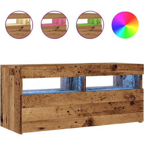 Maison Chic TV omarica - TV stojalo - Televizijska omarica z LED starinski les 90x35x40 cm inženirski les, (21700979) Slike
