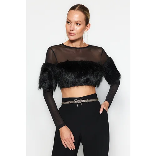 Trendyol Black Feather Detailed Blouse