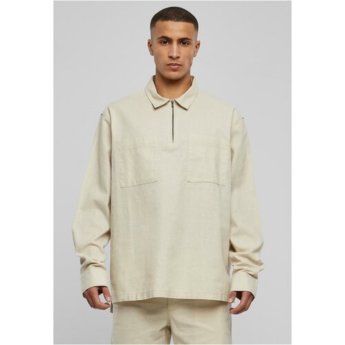 UC Men Cotton linen polo shirt with zipper softseagrass Cene