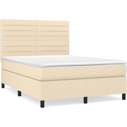  Krevet s oprugama i madracem krem 140 x 190 cm od tkanine Slike