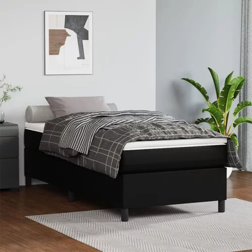 vidaXL Box spring postelja z vzmetnico črna 90x200 cm umetno usnje