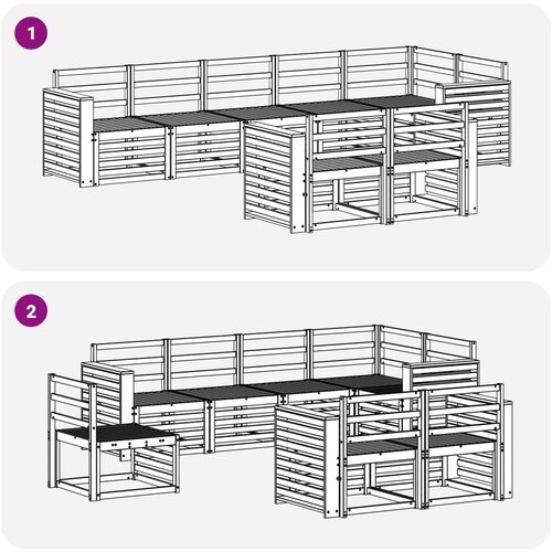  Set vanjskih sofa 8 kom. Prirodna Poliester Bijela 310 x 132,5 x 73 cm Slike