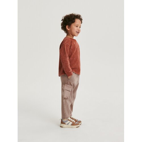 Reserved - Oversize majica z dolgimi rokavi in žepom - Burgundy Cene